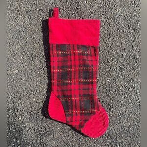 Black & Red Plaid Christmas Stocking With Corduroy